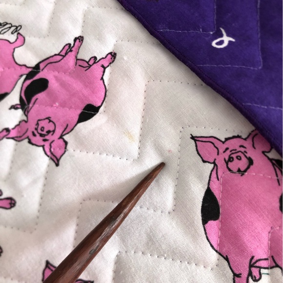 Handmade Pig Patterned Holiday Stocking - Picture 7 of 8